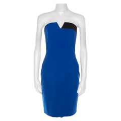 Mason Cobalt Blue Contrast Panel Detail Strapless Pencil Dress XS