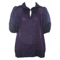 Marc by Marc Jacobs Wool & Silk Blend Mixed Print Puff Sleeve Polo Shirt L