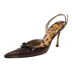 Dolce & Gabbana Python Leather Eel Skin Slingback Pointed Toe Pumps Size 38.5