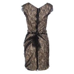 Roksanda Ilincic Black & Beige Lace & Silk Gather Detail Dress S