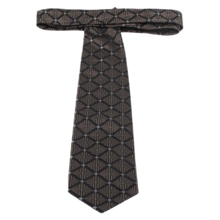 Gianfranco Ferre - Cravatta vintage in seta jacquard marrone in vendita