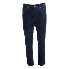 Isabel Marant Étoile Dark Blue Tiger Striped Corduroy Cropped Trousers L