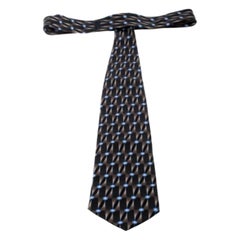 Lanvin Geometric and Floral Print Traditional Silk Tie