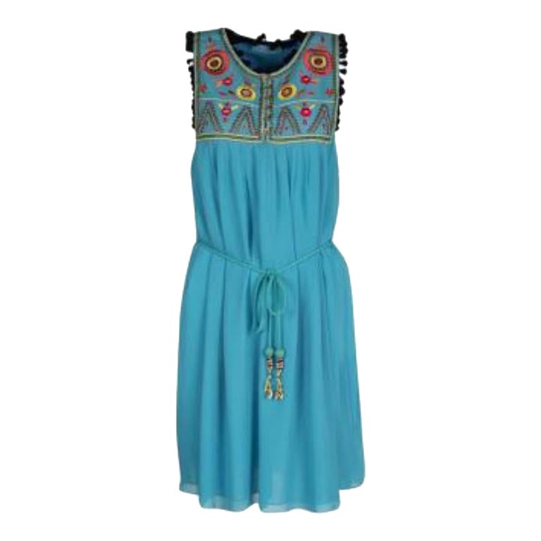 Matthew Williamson Escape - Vestito senza maniche in seta con ricamo floreale e rifiniture in pom pom - M. I.