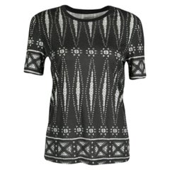 Tory Burch Monochrome Printed Pima Cotton T-Shirt XS