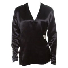 Acne Studios Black Satin Belted Cathay Blouse S