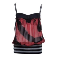 GF Ferre Multicolor Striped Lurex Knit Trim Sleeveless Bustier Top S