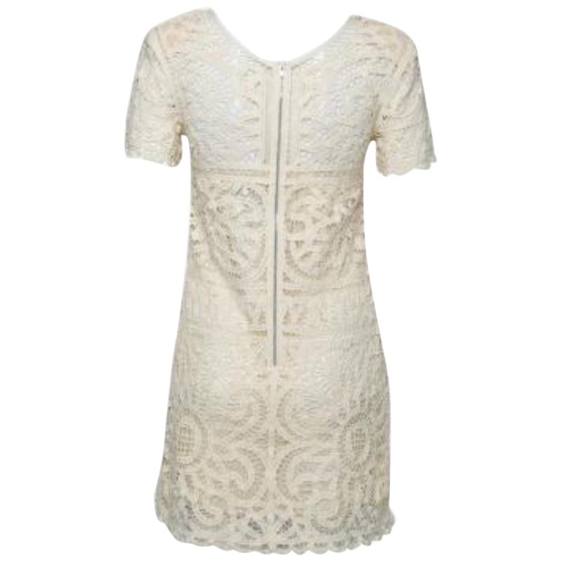 Mar Crema Battenburg Vestido de Encaje XS en venta