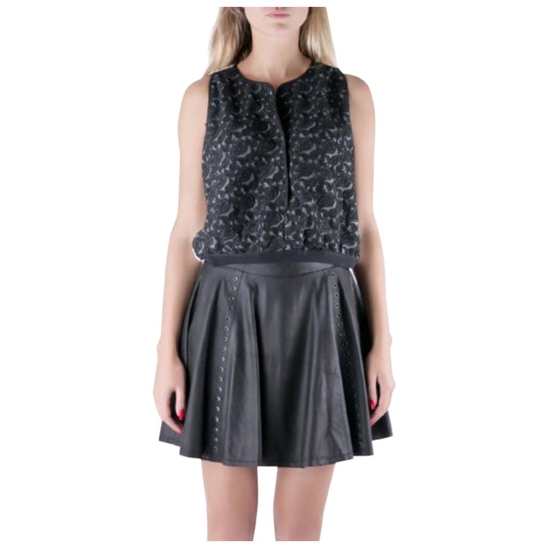 Yigal Azrouel Jet Optic Paisley besticktes Spitzen-Crop-Top M im Angebot
