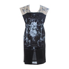 Balenciaga T's Black & Beige Baroque Brasso Printed Tunic Top M