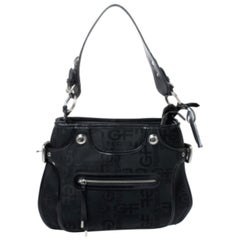 GF Ferre Black Signature Front Zip Hobo