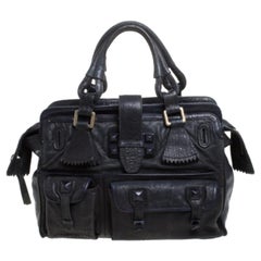 Chloe Midnight Blue Leather Front Pocket Tote