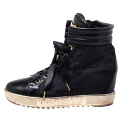 Loriblu Zapatillas de cuña con cordones de piel y nailon negras talla 36