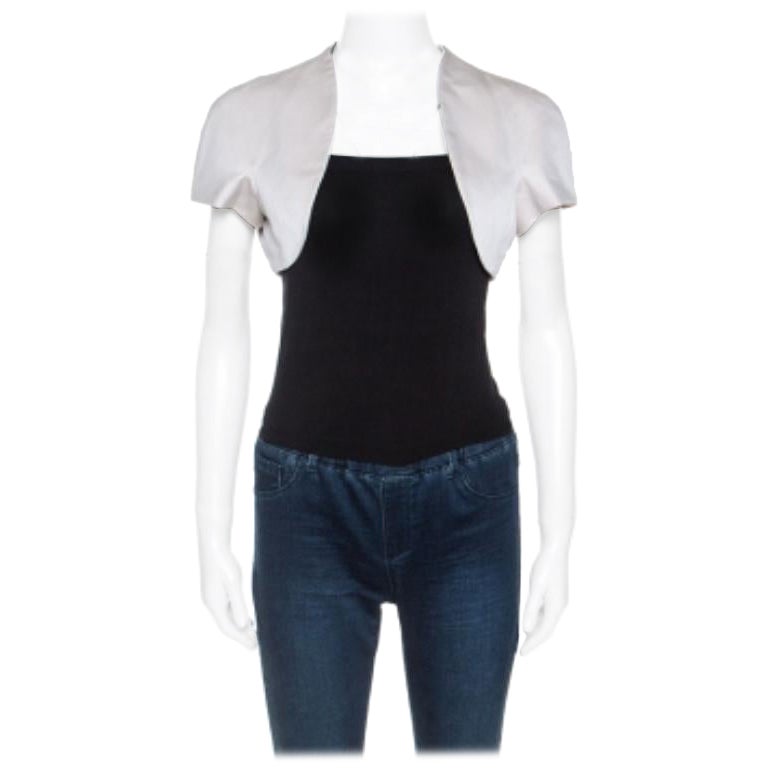 Paule Ka Cremefarbene Ottomane Bolero L mit offener Front