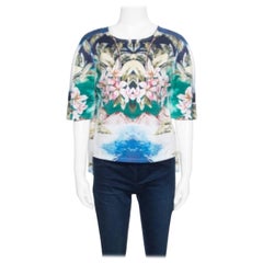 Stella McCartney Hawaiian Print Stretch Cotton Buttoned Back Detail Top M