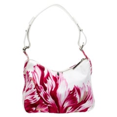 Gianfranco Ferre White/Pink Floral Print Canvas and Leather Pocket Shoulder Bag
