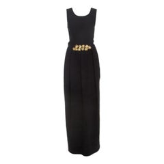Tory Burch Black Embellished Crepe Criss Cross Back Sleeveless Gown S