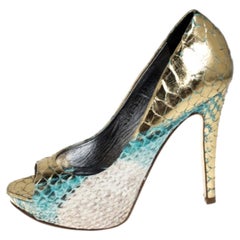 Gina Multicolor Python Peep Toe Platform Pumps Size 37