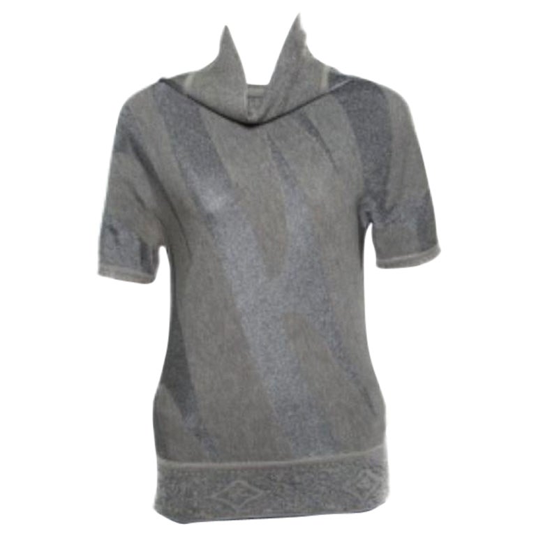 Gianfranco Ferre Top a maniche corte in maglia jacquard a motivi metallici M. in vendita