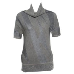 Gianfranco Ferre Metallic Patterned Jacquard Knit Short Sleeve Top M