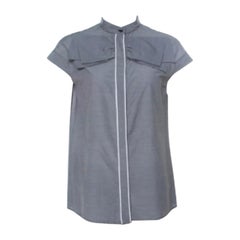 GF Ferre Grey Cotton Gingham Checked Bow Detail Blouse XS