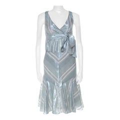 Paul and Joe Silver Blue Striped Cotton Sleeveless Top and Short Skirt Set S