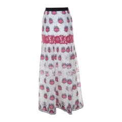 Philosophy di Alberta Ferretti Cotton Floral Print Lace Insert Maxi Skirt L