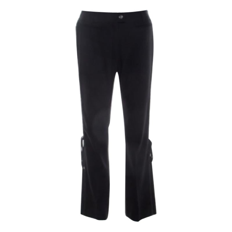 Dior Schwarze Hose mit geflochtenem Wollbesatz ausgestellt L im Angebot