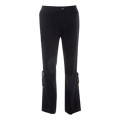 Dior Black Wool Braided Trim Flared Trousers L