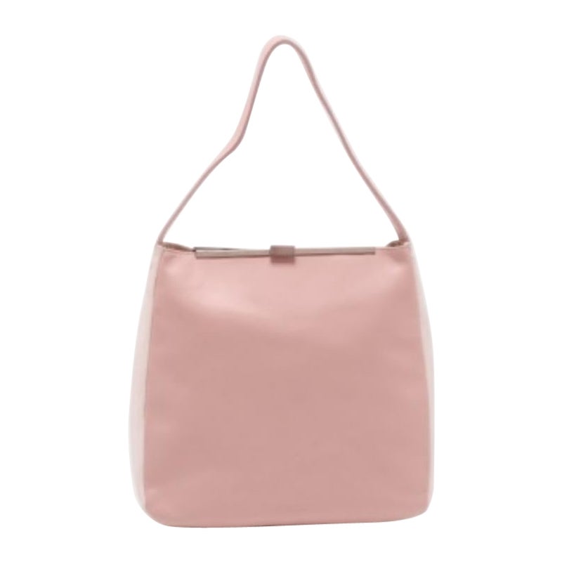Fourre-tout Furla en cuir rose blush/blanc Frame Lock en vente