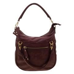 Alviero Martini 1A Classe Marron Map Embossed Leather Shoulder Bag