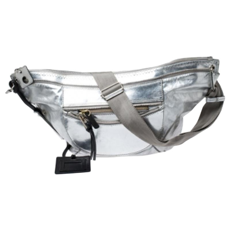 Chloe Metallic Silver Leather Fanny Crossbody Bag