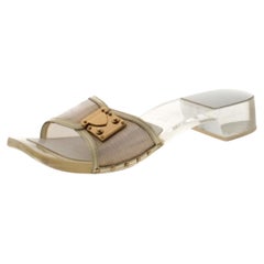 Louis Vuitton White/Transparent Acrylic Leather Trim Buckle Sandals Size 38.5