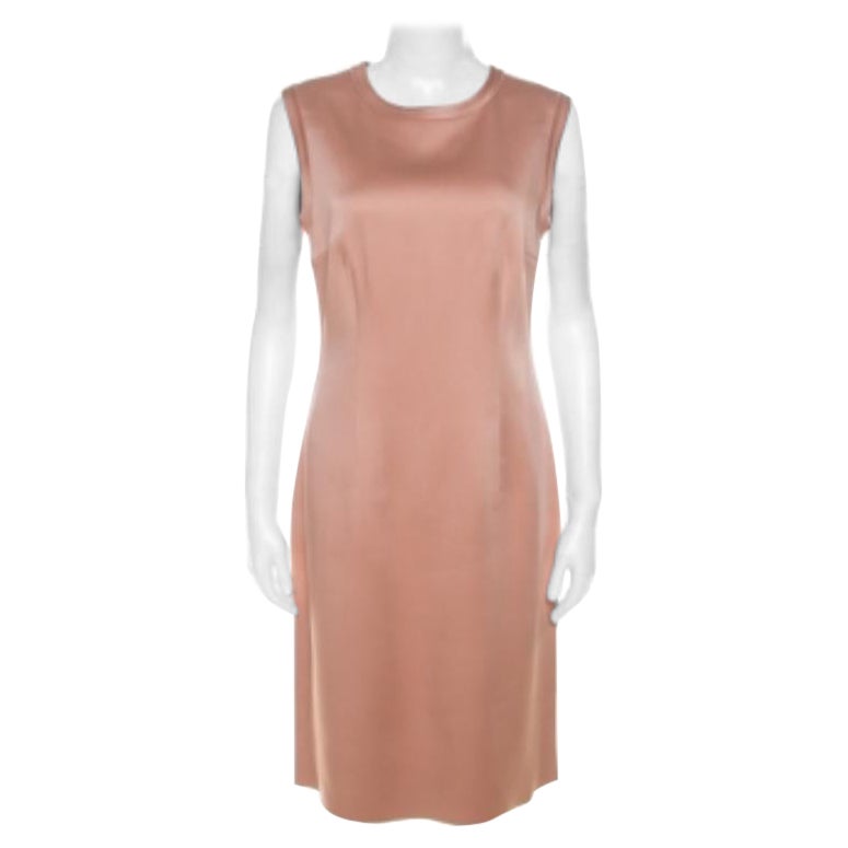 Lanvin  Beige Stretch-Wool Sleeveless Sheath Dress M en vente