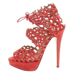 Charlotte Olympia Laser Cut Suede Goodness Gracious Reef Platform Sandals Size39