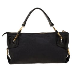 Gianfranco Ferre Black Nylon and Leather Buckle Shoulder Bag