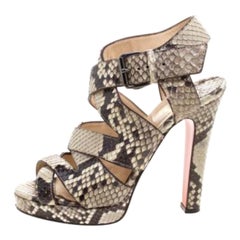 Christian Louboutin Two Tone Leather Criss Cross Strap Platform Sandals Size 37