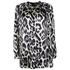 Lanvin Multicolor Leopard Print Long Sleeve Silk Blouse S