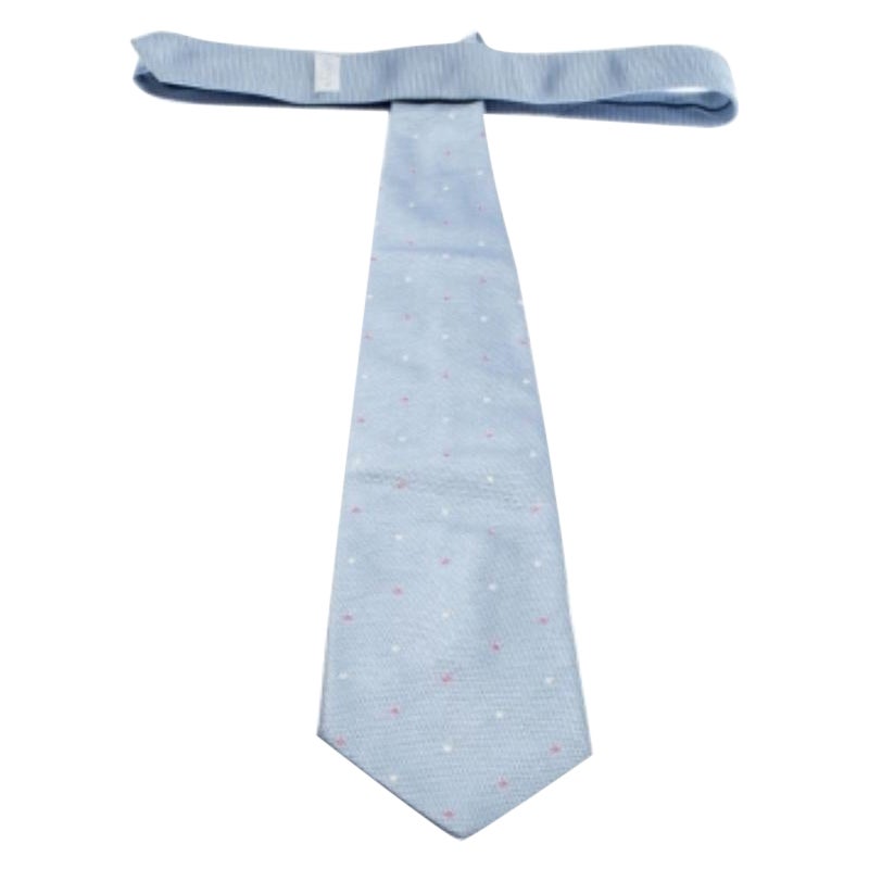 Lanvin Baby Blue Embroidery Detail Silk Jacquard Traditional Tie