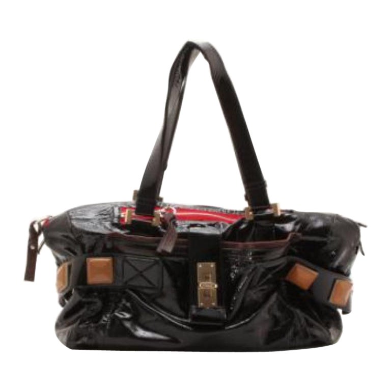 Fourre-tout 'Audra' en cuir verni noir de Chloe