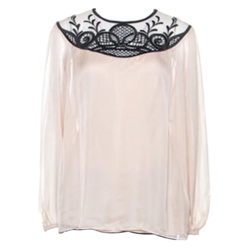Temperley Blusa de gasa rosa pálido con detalle bordado en contraste L