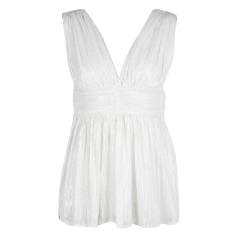 Paul and Joe White Sequin Embellished Rued Sleeveless Top S en vente