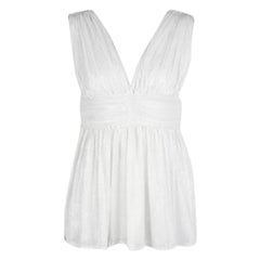 Paul and Joe White Sequin Embellished Ruched Sleeveless Top S