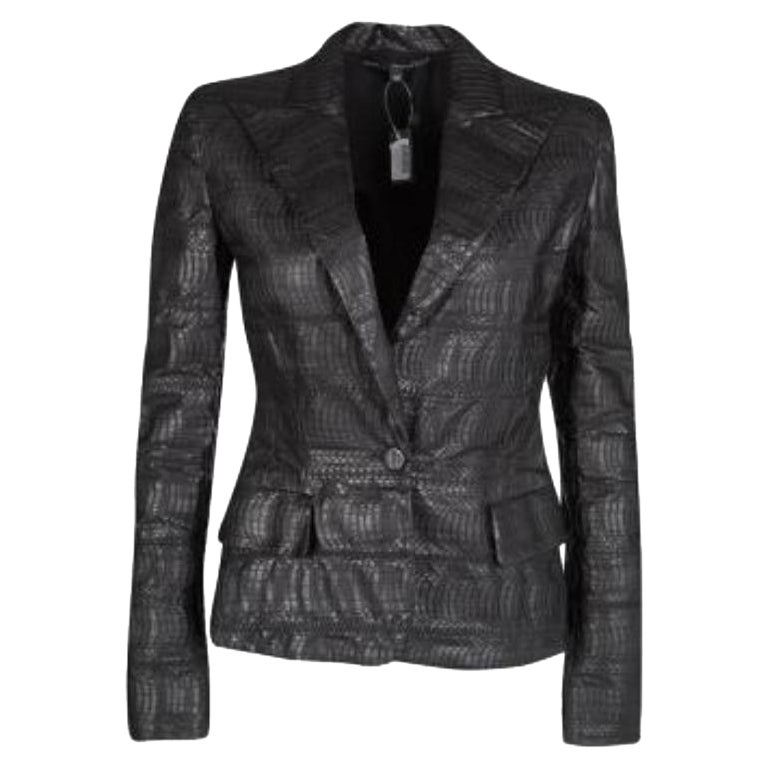 Gianfranco Ferre - Giacca in pelle di serpente marrone erba S in vendita