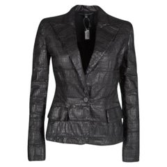 Used Gianfranco Ferre Brown Grass Snake Leather Jacket S