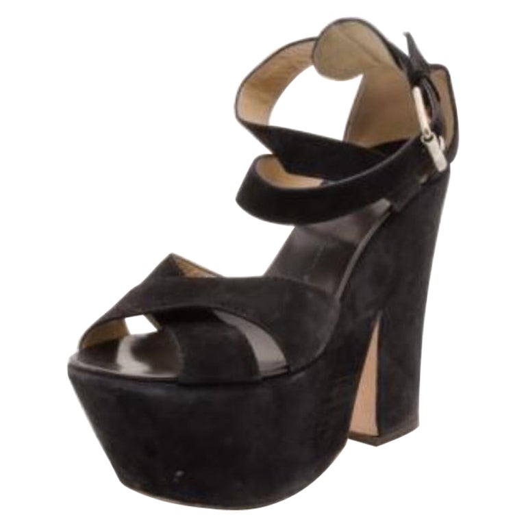 Giuseppe Zanotti Sandales à plateforme en daim noir Taille 41 en vente