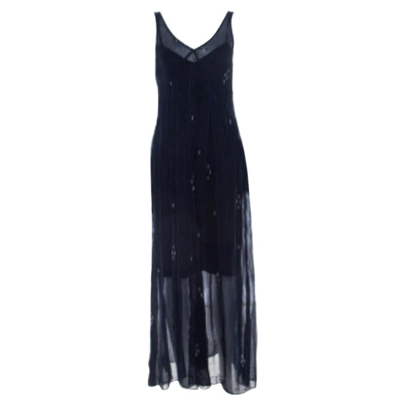 Isabel Marant - Chiffon blu navy  Maxi abito senza maniche Cassidy S in vendita
