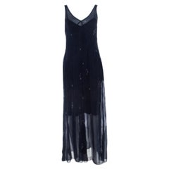 Isabel Marant Navy Blue Chiffon  Sleeveless Cassidy Maxi Dress S