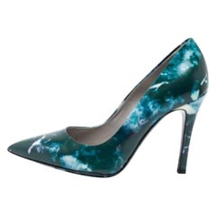 MSGM Blue Marble Print Pointed Toe Pumps Size 38