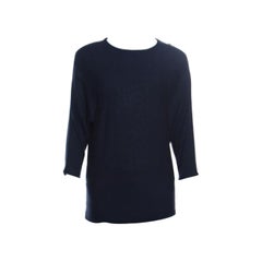CH Carolina Herrera Navy Blue Knit Gold Button Detail Dolman Sleeve Top XS